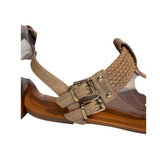 MIA Ivelise Women's 7.5 Tan Braided Thong Sandals with Double Buckle Strap - Picture 8 of 11